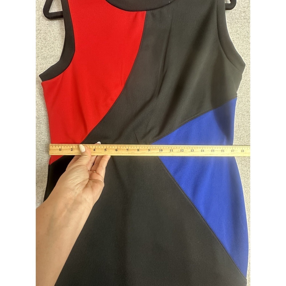Vintage 80s 90s Carole Little Dress Womens 14 Sleeveless Colorblock Red Blue EUC - Picture 5 of 7